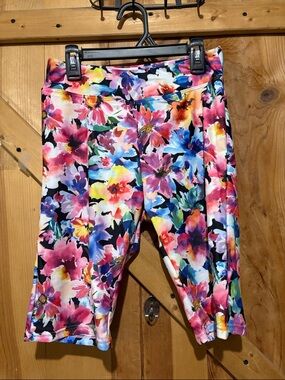Women’s Floral Swim Shorts Leggings - Vibrant Multicolor